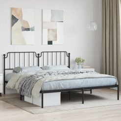 Kovinski posteljni okvir z vzglavjem črn 180x200 cm