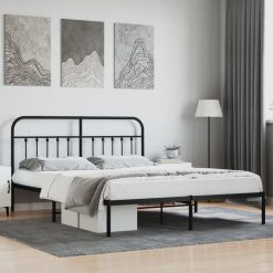 Kovinski posteljni okvir z vzglavjem črn 183x213 cm
