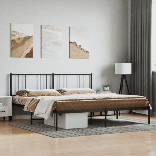 Kovinski posteljni okvir z vzglavjem črn 193x203 cm