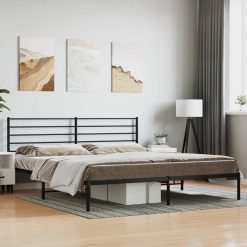 Kovinski posteljni okvir z vzglavjem črn 200x200 cm