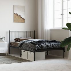 Kovinski posteljni okvir z vzglavjem črn 90x190 cm