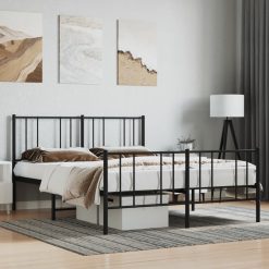 Kovinski posteljni okvir z vzglavjem in vznožjem črn 120x190 cm