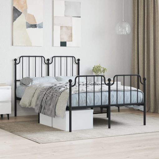 Kovinski posteljni okvir z vzglavjem in vznožjem črn 120x190 cm