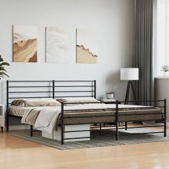 Kovinski posteljni okvir z vzglavjem in vznožjem črn 193x203 cm