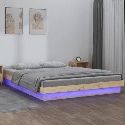 LED posteljni okvir 120x190 cm trden les