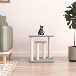 Mačji praskalnik s ploščadjo svetlo siv 50 cm