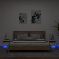 Nočna omarica z LED lučkami 2 kosa bela 40x39x37 cm