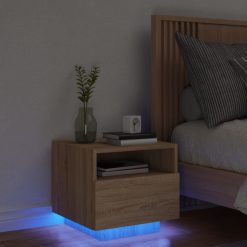 Nočna omarica z LED lučkami sonoma hrast 40x39x37 cm