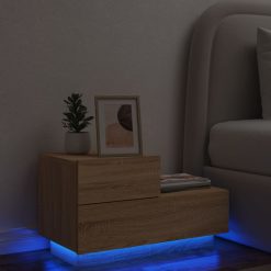 Nočna omarica z LED lučkami sonoma hrast 70x36x40