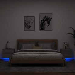 Nočna stenska omarica z LED lučkami 2 kosa siva sonoma