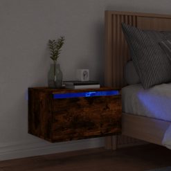 Nočna stenska omarica z LED lučkami dimljen hrast