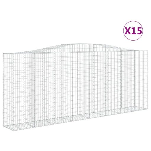 Obokane gabion košare 15 kos 400x50x160/180 cm pocinkano železo - Image 2