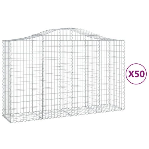 Obokane gabion košare 50 kosa 200x50x120/140cm pocinkano železo - Image 2