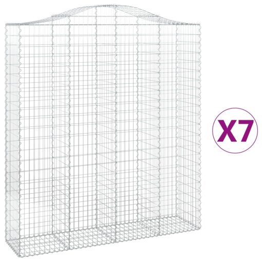 Obokane gabion košare 7 kosi 200x50x220/240 cm pocinkano železo - Image 2