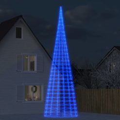 Osvetljena novoletna jelka na drogu 3000 LED modra 800 cm