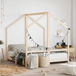 Otroški posteljni okvir 2x(70x140) cm trdna borovina