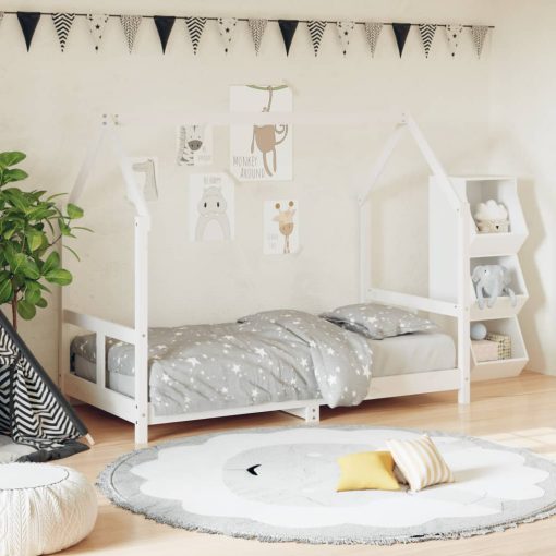 Otroški posteljni okvir bel 80x160 cm trdna borovina