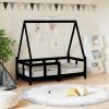 Otroški posteljni okvir črn 70x140 cm trdna borovina