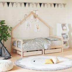 Otroški posteljni okvir s predali 80x160 cm trdna borovina