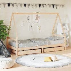 Otroški posteljni okvir s predali 90x200 cm trdna borovina
