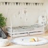 Otroški posteljni okvir s predali bel 80x200 cm trdna borovina
