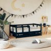 Otroški posteljni okvir s predali črn 70x140 cm trdna borovina