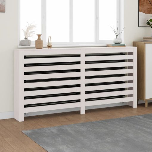 Pokrov za radiator bela 169x19x84 cm trdna borovina