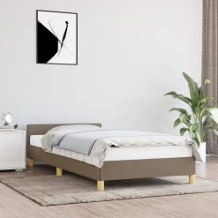 Posteljni okvir z vzglavjem taupe 80x200 cm blago