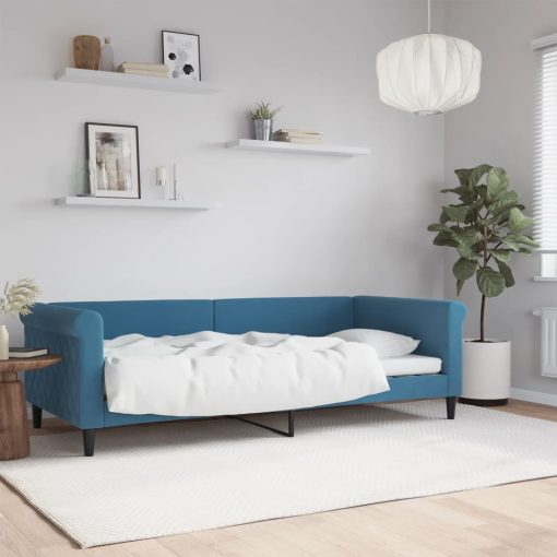 Raztegljiva postelja modra 90x200 cm žamet