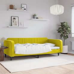Raztegljiva postelja rumena 100x200 cm žamet
