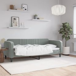 Raztegljiva postelja svetlo siva 80x200 cm žamet