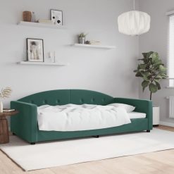 Raztegljiva postelja temno zelena 100x200 cm žamet