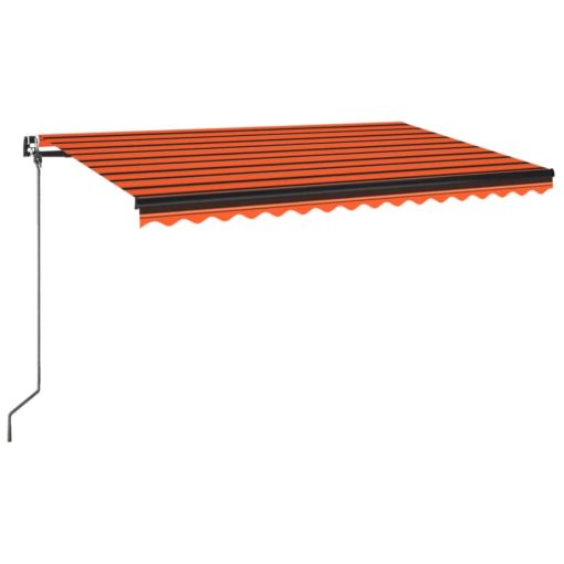 Ročno zložljiva tenda z LED lučmi 450x350 cm oranžna in rjava - Image 2