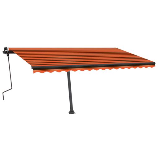 Ročno zložljiva tenda z LED lučmi 450x350 cm oranžna in rjava - Image 2