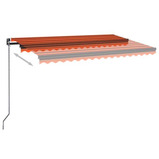 Ročno zložljiva tenda z LED lučmi 450x350 cm oranžna in rjava - Image 3
