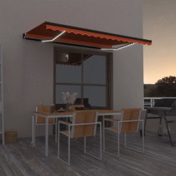 Ročno zložljiva tenda z LED lučmi 450x350 cm oranžna in rjava