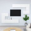 Stenska TV omarica visok sijaj bela inženirski les