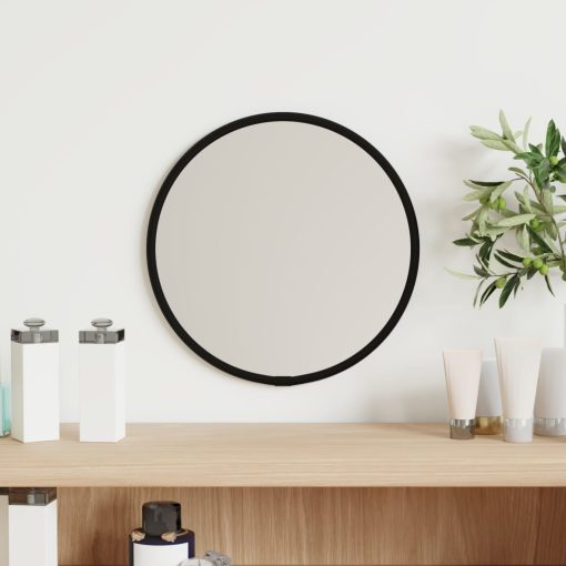 Stensko ogledalo črno Ø 20 cm okroglo