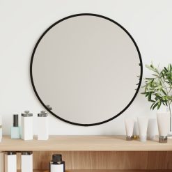 Stensko ogledalo črno Ø 40 cm okroglo