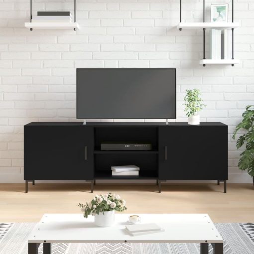 TV omarica črna 150x30x50 cm inženirski les
