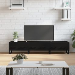 TV omarica črna 150x36x30 cm inženirski les