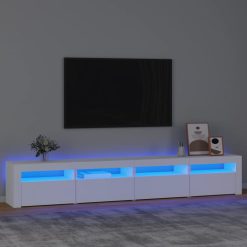 TV omarica z LED lučkami bela 240x35x40 cm