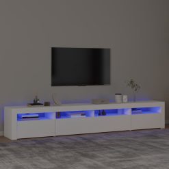 TV omarica z LED lučkami bela 240x35x40 cm