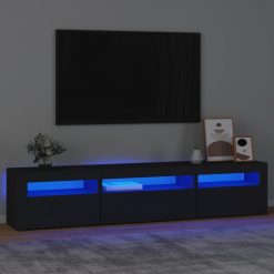 TV omarica z LED lučkami črna 195x35x40 cm