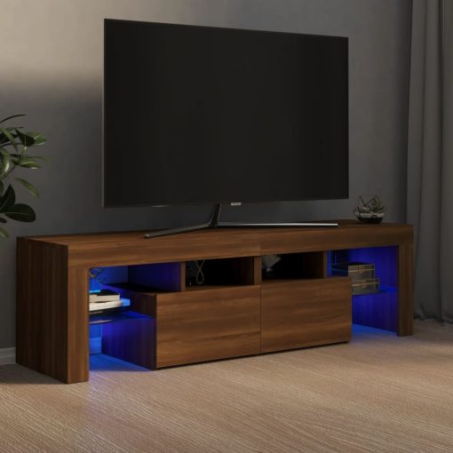 TV omarica z LED lučkami rjav hrast 140x36