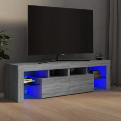 TV omarica z LED lučkami siva sonoma 140x36