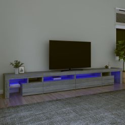 TV omarica z LED lučkami siva sonoma 290x36