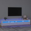 TV omarica z LED lučkami visok sijaj bela 240x35x40 cm