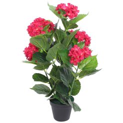 Umetna rastlina hortenzija v loncu 60 cm rdeča