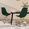 Vrtljiv jedilni stol 2 kosa temno zeleno blago